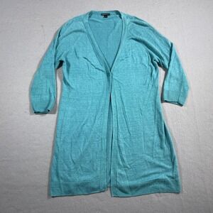 Lafayette‎ 148 New York Cardigan Sweater Duster Knit Linen Women Small Size Blue
